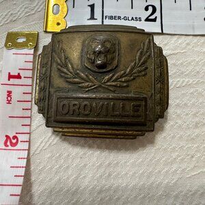 Antique Brass Buckle Oroville 1923